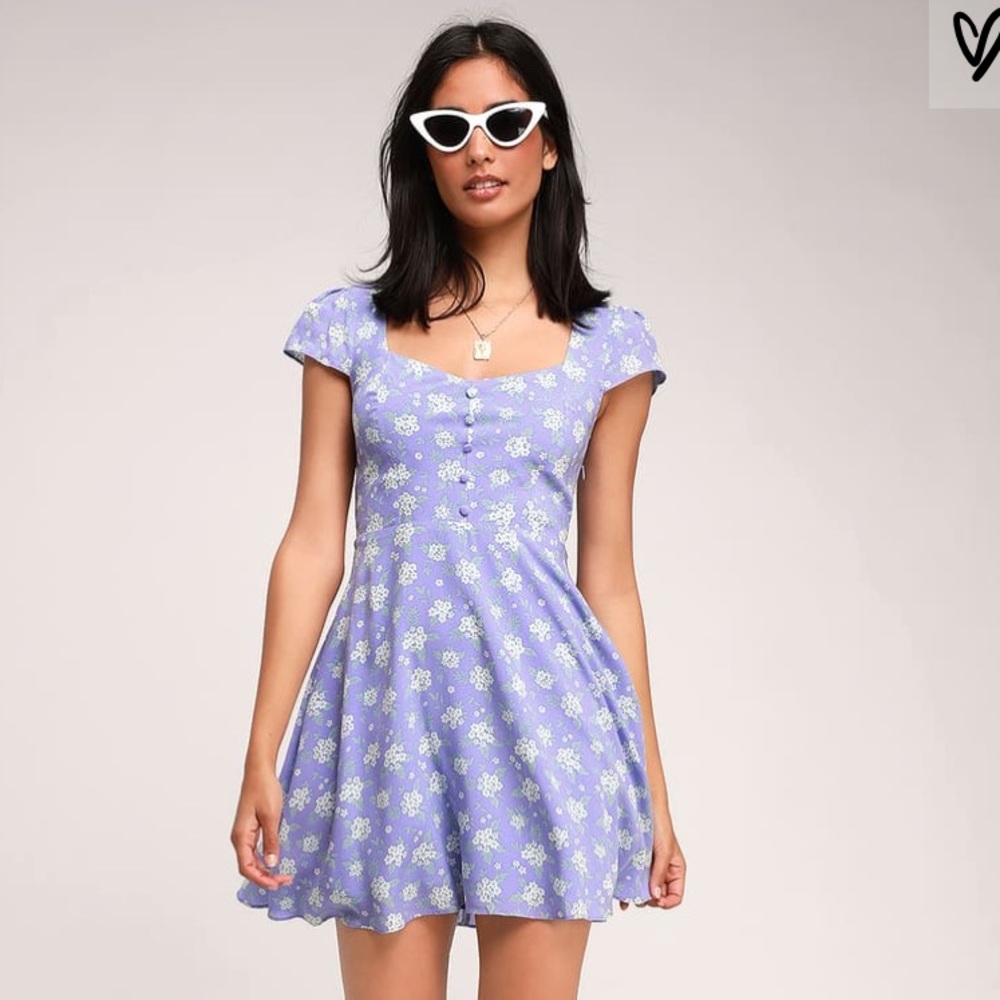 Lulu’s purple print dress
